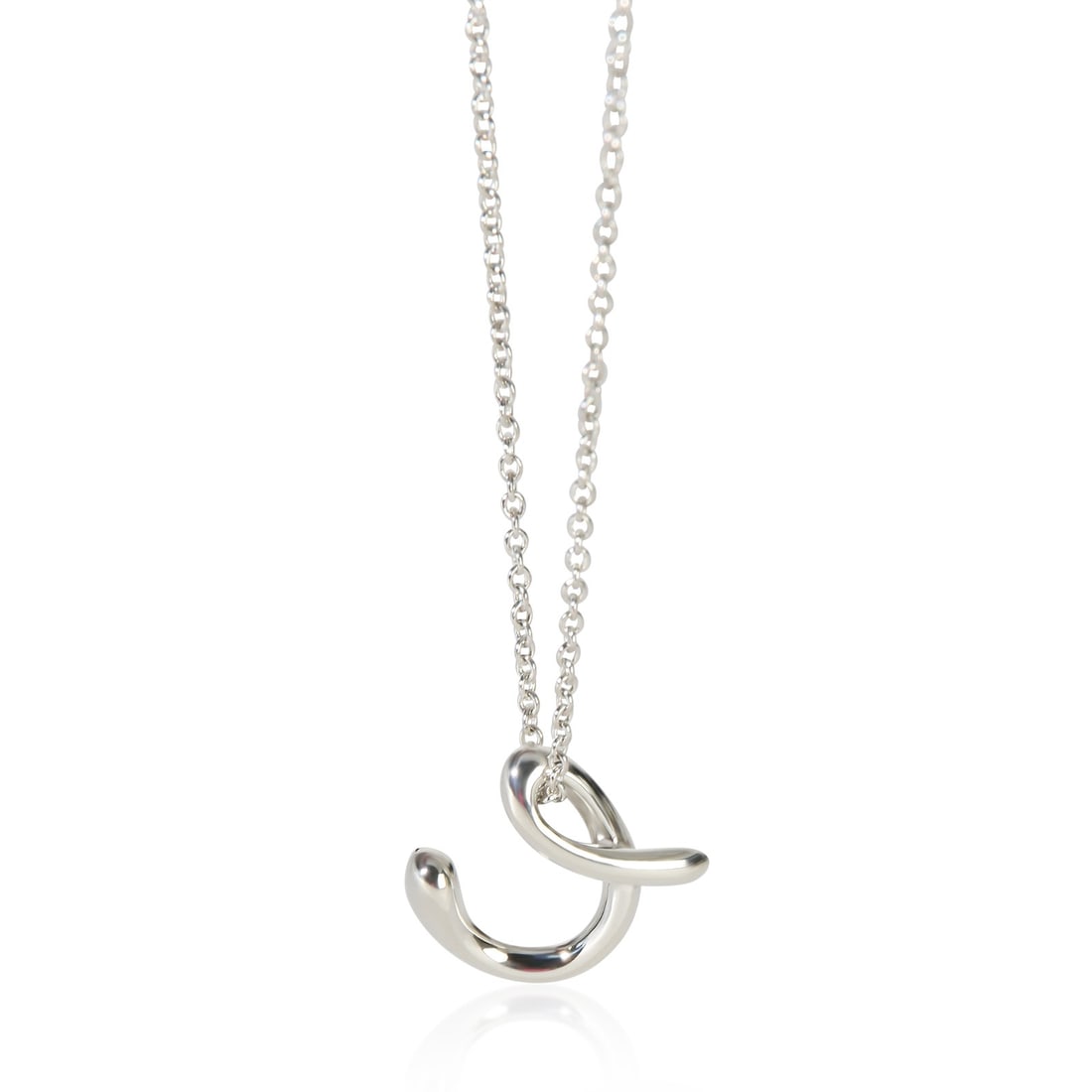 Tiffany Elsa Peretti C Initial Diamond Sterling Silver Pendant: Tiffany Elsa Peretti C Initial Diamond Sterling Silver Pendant This Tiffany & Co. Elsa Peretti Alphabet Initial C pendant features a round brilliant diamond accent set in sterling silver. The pendant 