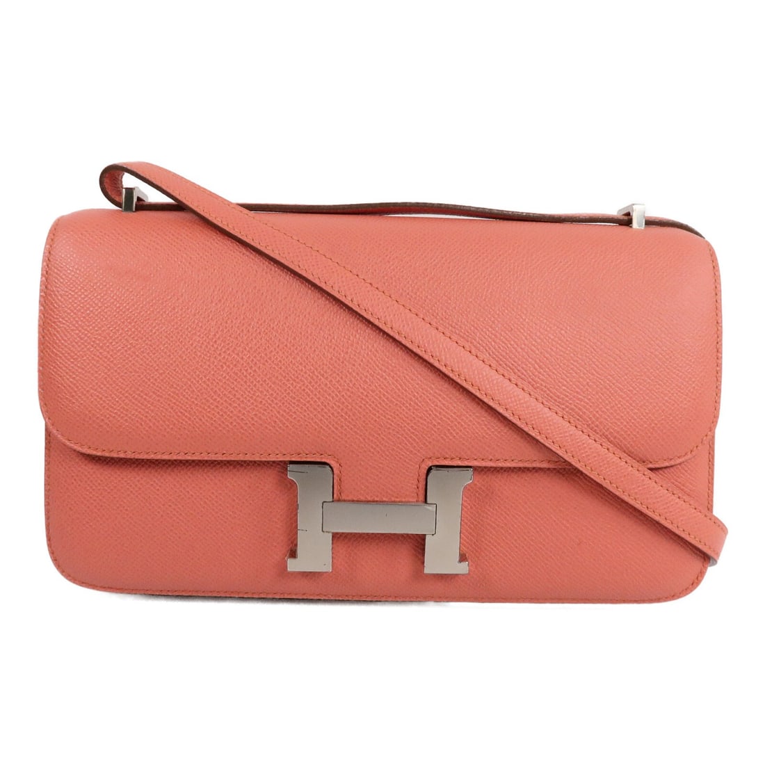Hermes Constance Elan Epsom calfskin shoulder bag in Crevette with PHW: Hermes Constance Elan Epsom calfskin shoulder bag in Crevette with PHW A Hermes Constance Elan shoulder bag in Epsom calfskin, presented in Crevette x PinkxCrevette. It features a flap closure, two op