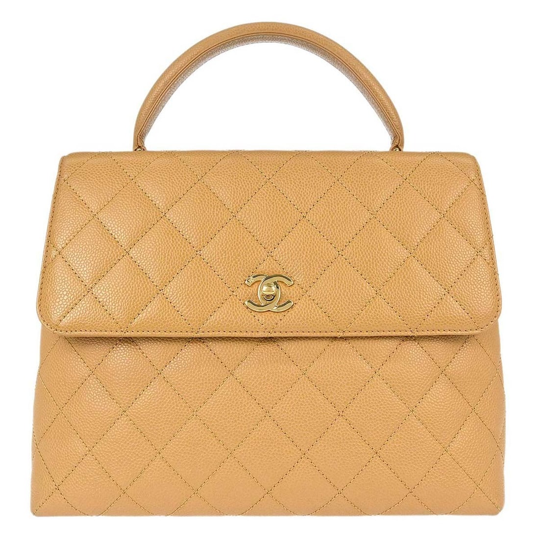 CHANEL Quilted Straight Flap Beige Leather Handbag Matelasse (1 of 15)