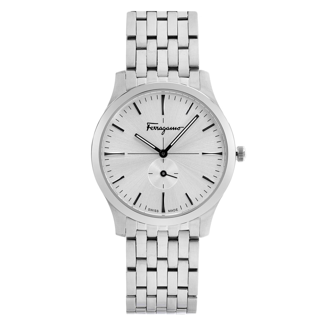 Salvatore Ferragamo Slim 35mm Quartz Ladies Watch Gray Stainless Steel Dial: Salvatore Ferragamo Slim 35mm Quartz Ladies Watch Gray Stainless Steel Dial Experience the elegance of the Salvatore Ferragamo Slim 35mm Steel Silver Dial Quartz Ladies Watch, a perfect blend of style