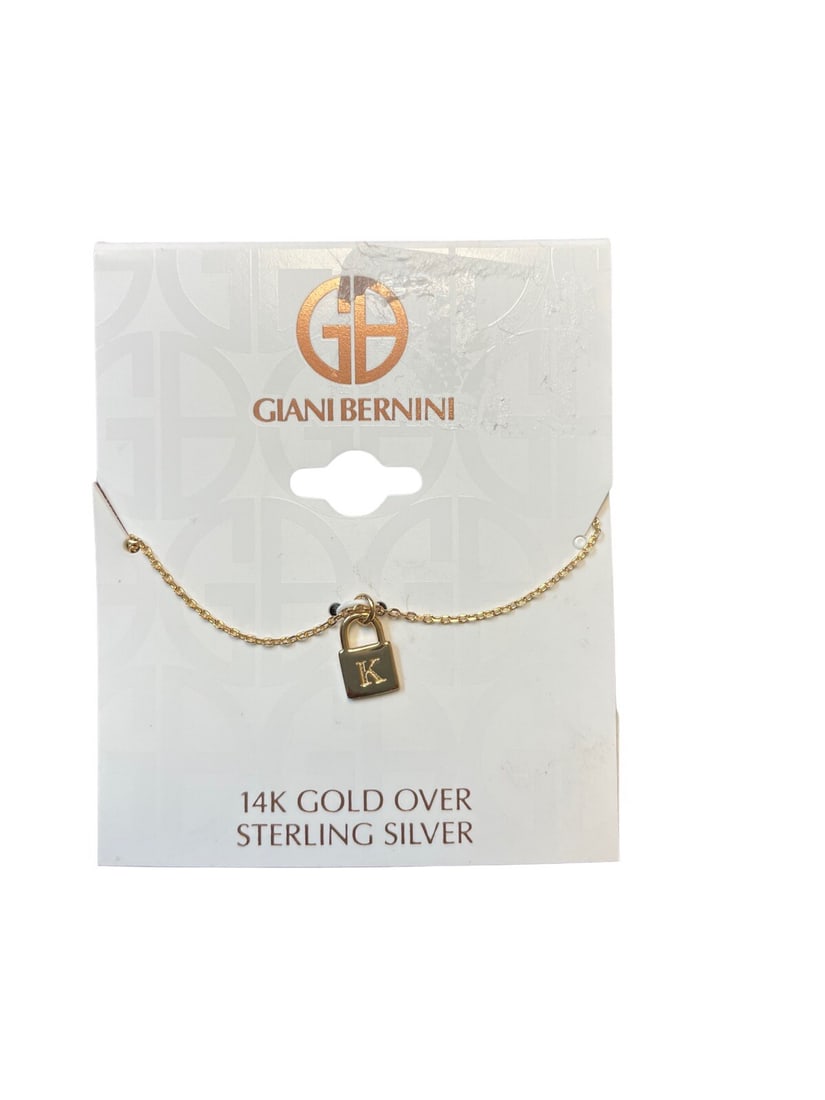 Giani Bernini Gold Initial Padlock Necklace Letter K 18k: Giani Bernini Gold Initial Padlock Necklace Letter K 18k Elevate your accessory collection with this Giani Bernini Initial Padlock Pendant Necklace featuring the letter 'K'. Crafted from 18k gold-plat