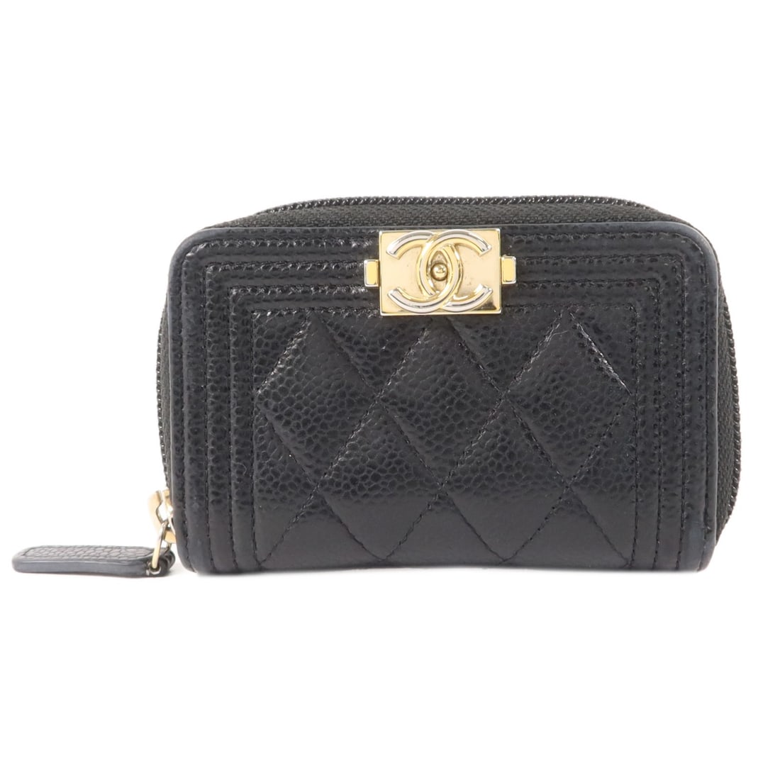 CHANEL Boy Chanel A80602 zipped coin purse black calfskin: CHANEL Boy Chanel A80602 zipped coin purse black calfskin This is a CHANEL Boy Chanel zipped coin purse in black calfskin leather. It features a CC motif, model number A80602, and a zipped closure. Th
