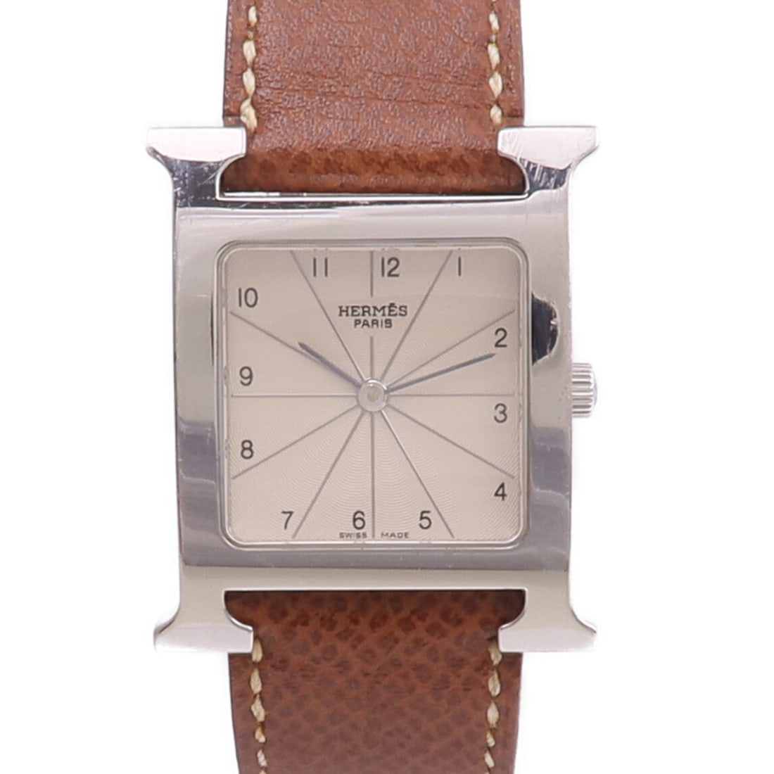 Hermes HH1.510 H Watch Ladies Quartz Stainless Steel Gray Leather: Hermes HH1.510 H Watch Ladies Quartz Stainless Steel Gray Leather Hermes H Quartz Watch model HH1.510 with a stainless steel case and leather belt in gray. Designed for ladies, it features a quartz mo