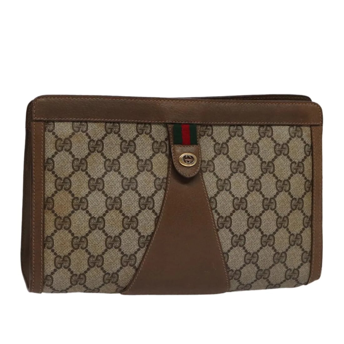 Gucci Sherry Line Beige Canvas Pouch 27cm x 17cm x 7cm: Gucci Sherry Line Beige Canvas Pouch 27cm x 17cm x 7cm This Gucci Sherry line pouch is crafted from beige canvas and is designed for women. Made in Italy, it features a spacious interior and a classic