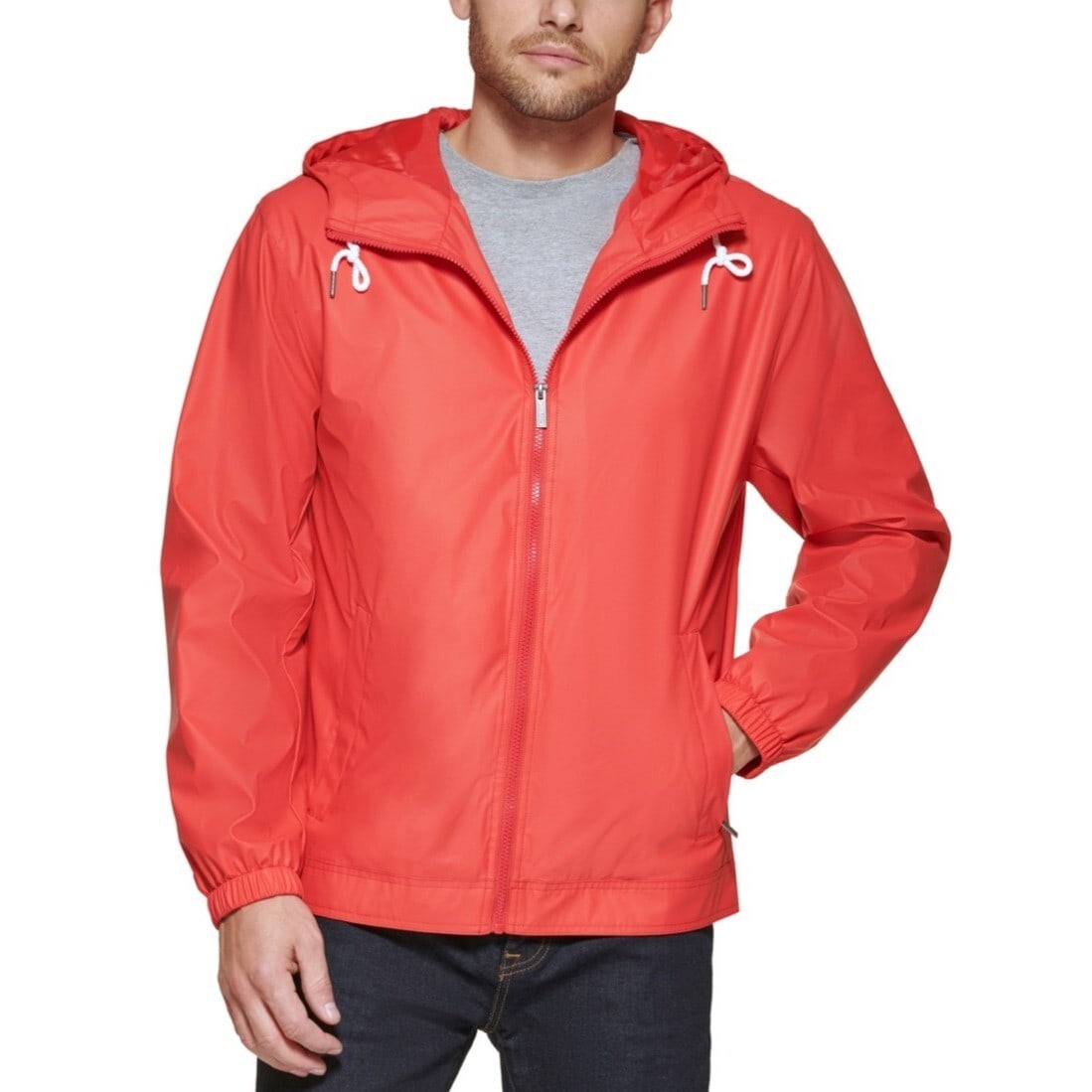 Club Room Men's Red Lightweight Hooded Rain Jacket M (1 of 2)