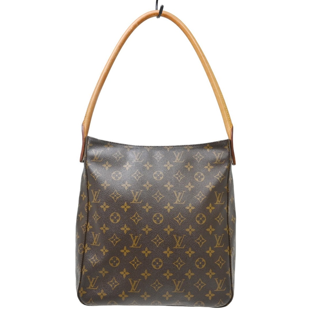 Louis Vuitton Looping GM Monogram Shoulder Bag M51145: Louis Vuitton Looping GM Monogram Shoulder Bag M51145 Vintage Louis Vuitton Looping GM shoulder bag in brown Monogram canvas with leather trim and a beige leather strap. The bag features an interior w