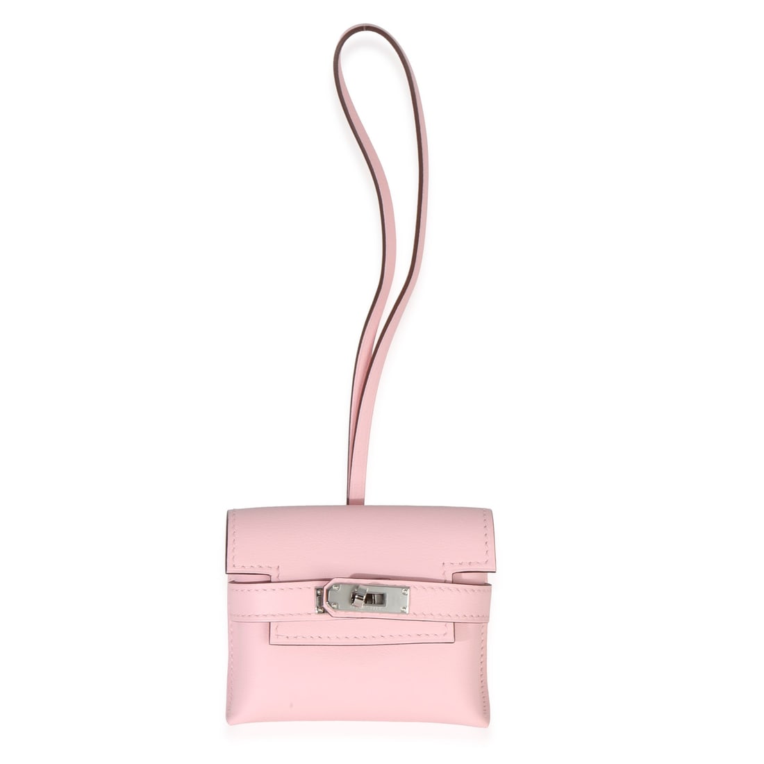 Hermes Kelly Festival Charm Pink Leather Bag Accessory: Hermes Kelly Festival Charm Pink Leather Bag Accessory This Hermes Rose Sakura Swift Kelly Festival Charm is a stylish accessory crafted from pink leather with a silver-tone turnlock closure. Designed
