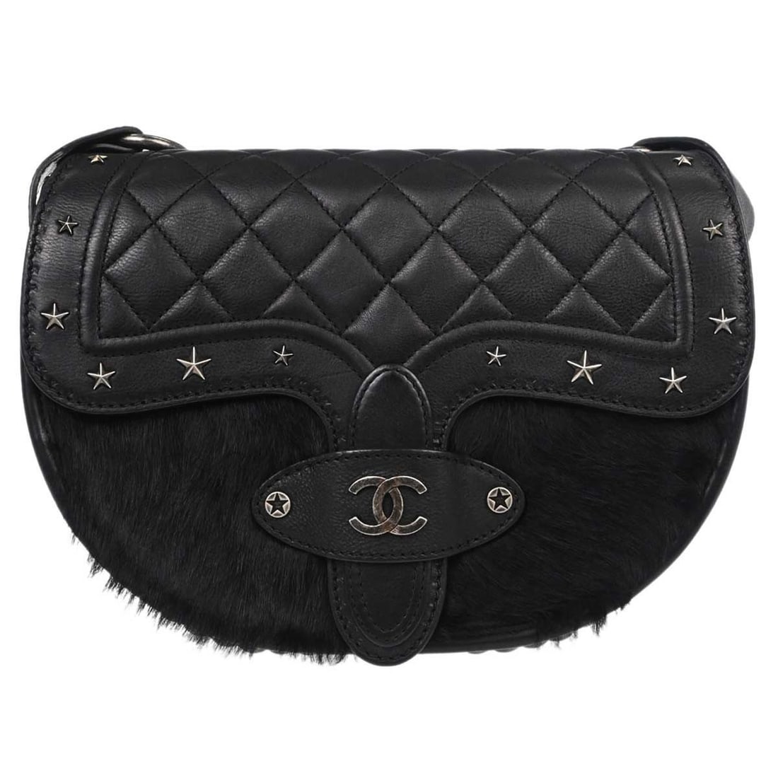 CHANEL Paris-Dallas Saddle Shoulder Bag in Black Pony Hair Calfskin (1 of 18)