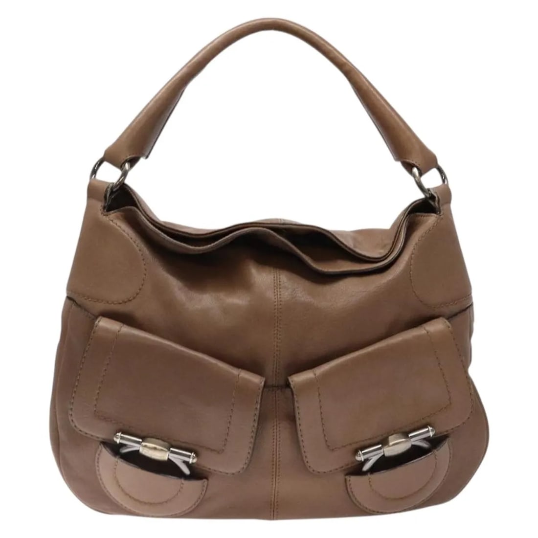 Brown Leather Handbag Salvatore Ferragamo Vintage Italy (1 of 18)