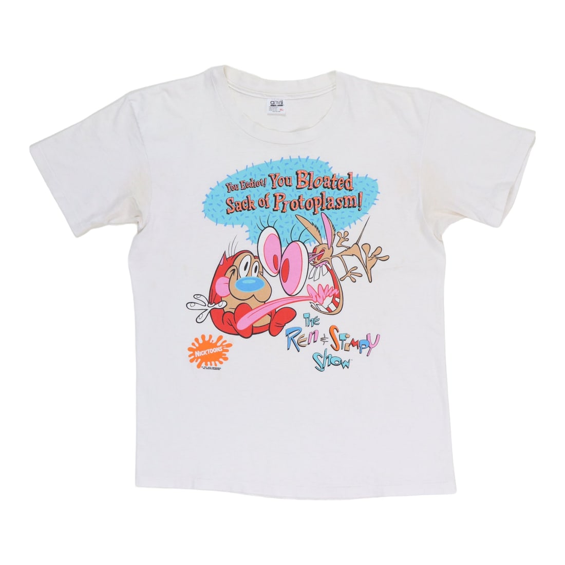 Vintage 1991 Ren and Stimpy Bloated Protoplasm Graphic Cotton Shirt: Vintage 1991 Ren and Stimpy Bloated Protoplasm Graphic Cotton Shirt This is an original vintage 1991 Ren & Stimpy Bloated Protoplasm shirt featuring front and back graphics. Made from 100% cotton, it 