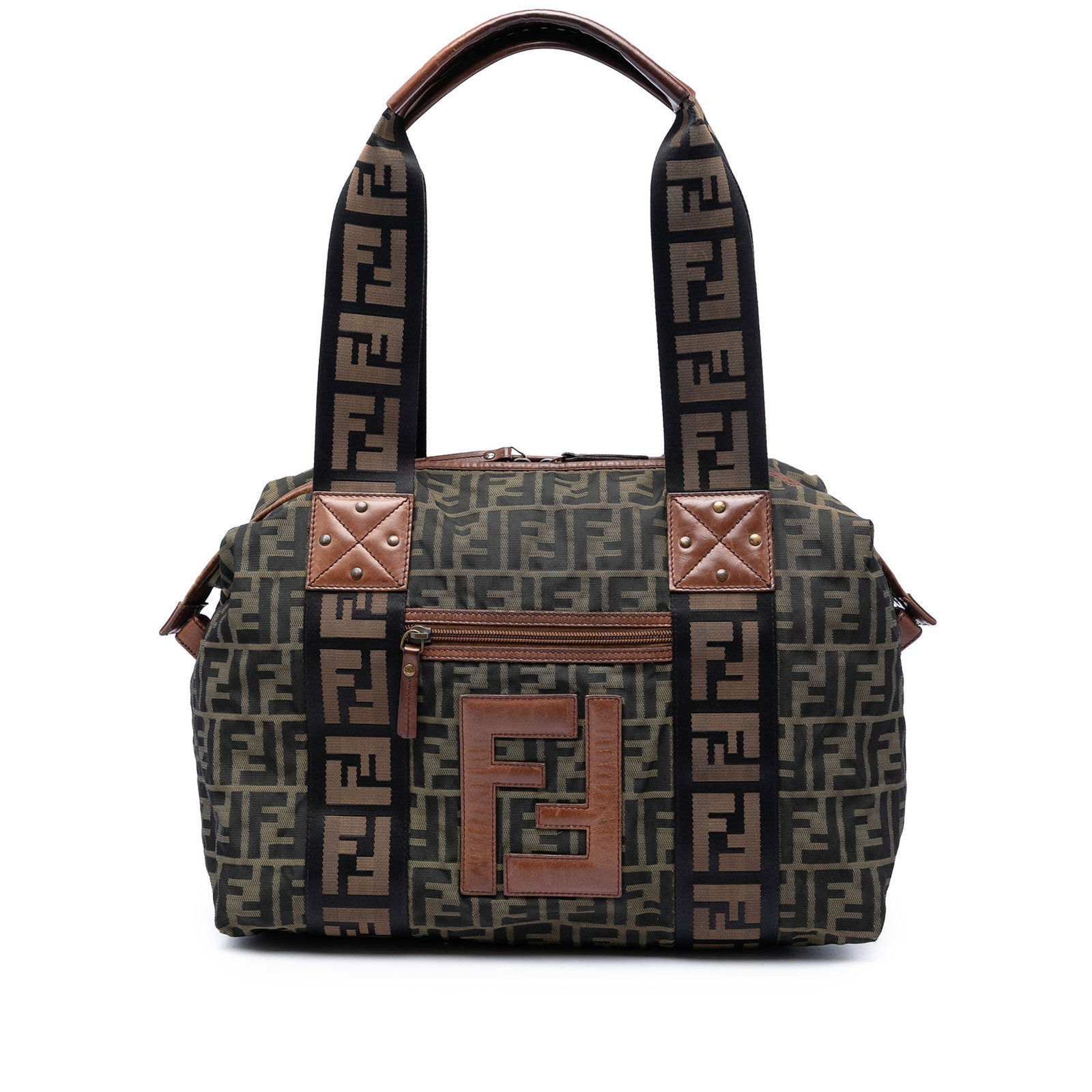 Fendi Zucca FF Canvas Tote Bag Brown Leather Trim (1 of 5)