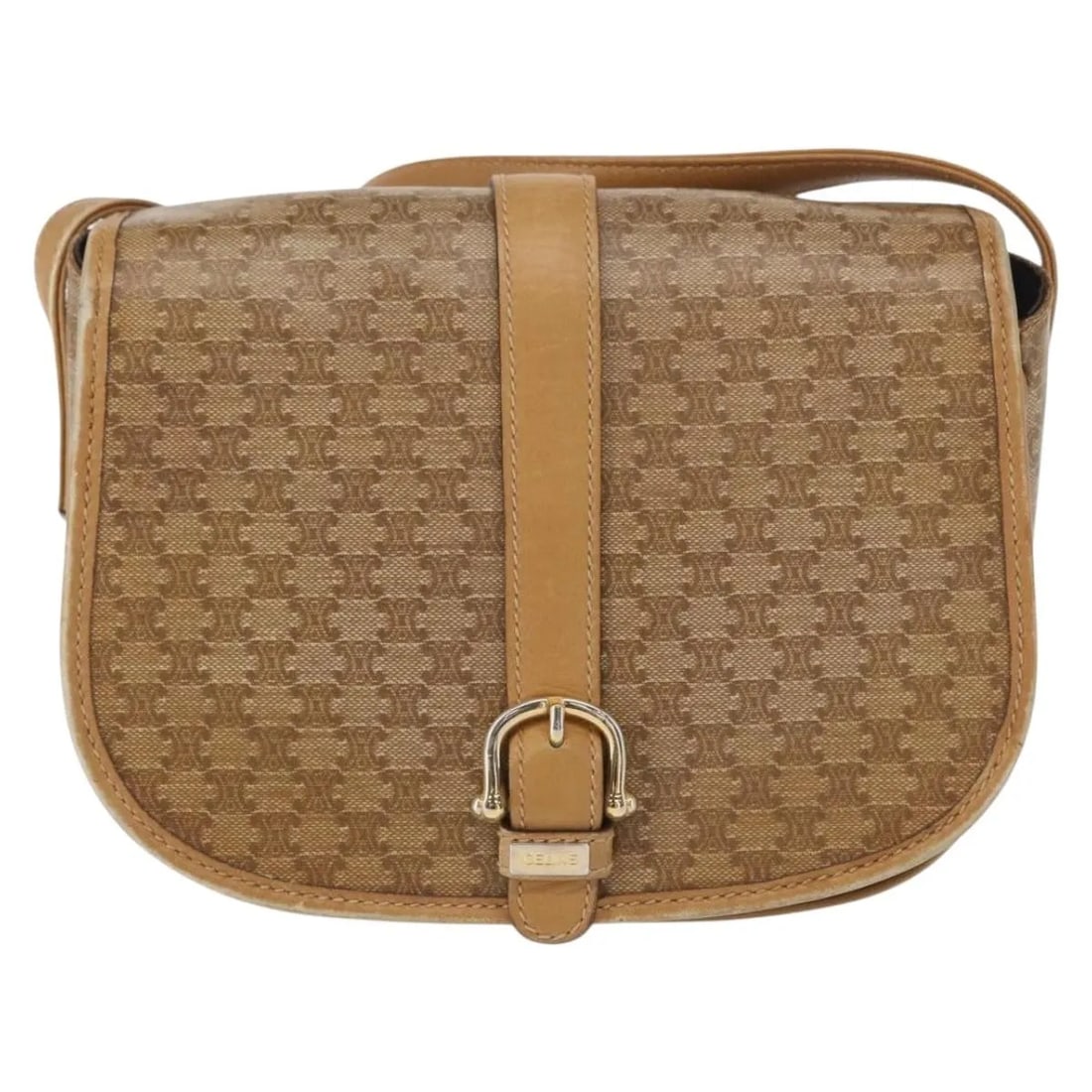 Celine Vintage Macadam Shoulder Bag Beige Canvas Leather: Celine Vintage Macadam Shoulder Bag Beige Canvas Leather Celine Vintage Macadam bag in beige canvas, made in Italy. Designed for women, it measures 21 cm x 16 cm x 5 cm. Condition is fair, with exteri