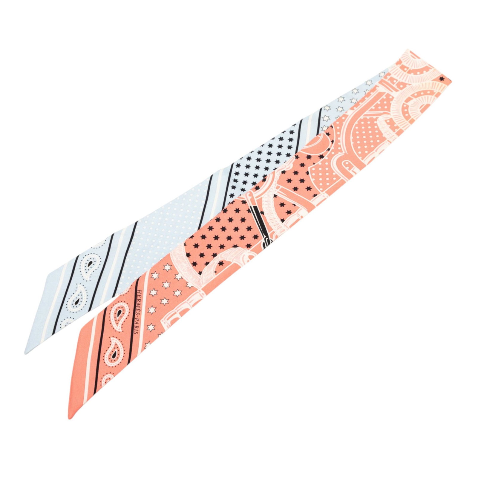 Hermes Eperon d Or Bandana silk twilly scarf: Hermes Eperon d Or Bandana silk twilly scarf This Hermes Eperon d'Or Bandana Twilly scarf features the iconic Eperon d'Or Bandana print in orange on 100% silk. Crafted in France, this accessory is des