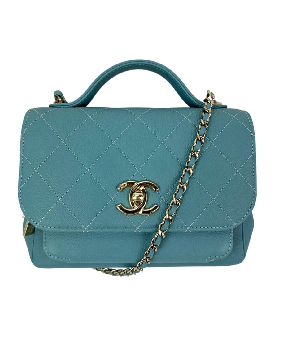 CHANEL Business Affinity Small Blue Caviar Leather Crossbody Bag: CHANEL Business Affinity Small Blue Caviar Leather Crossbody Bag Pre-owned Chanel Small Business Affinity crossbody bag in blue caviar quilted leather. This rectangular bag features a zip closure, blu