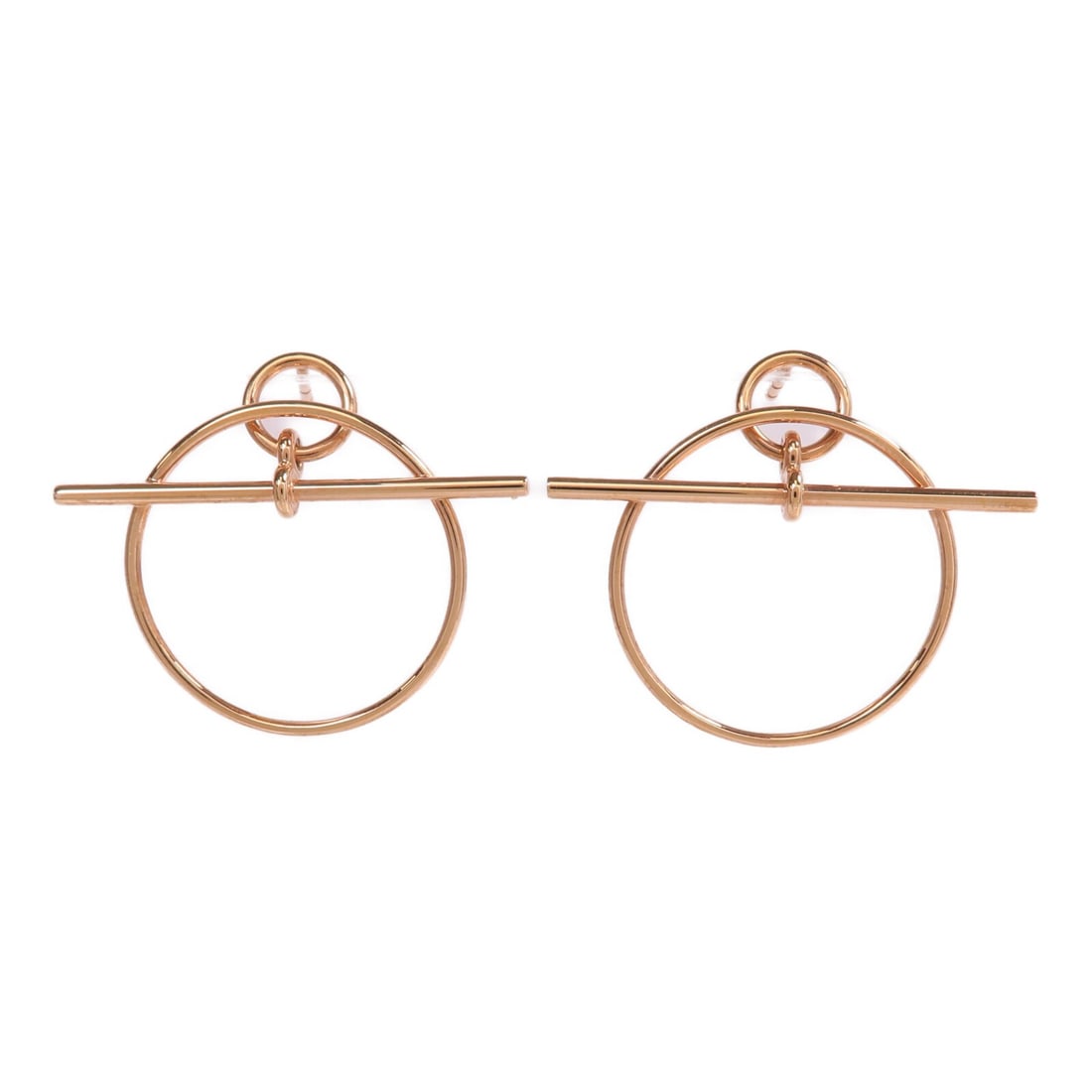 Hermes Loop Pierced Earrings 18K Rose Gold France: Hermes Loop Pierced Earrings 18K Rose Gold France HERMES Loop Earrings in 18K pink gold (K18PG/Rose Gold) with a pierced earring style. Designed for women, these earrings feature no main stone and are