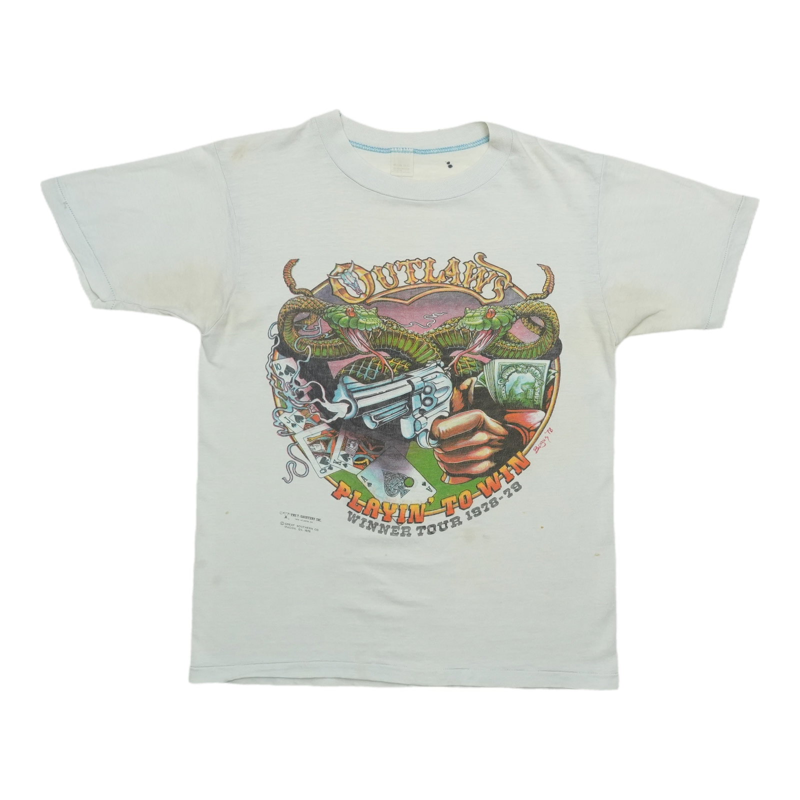 Vintage 1978 Outlaws Playin to Win Concert Tour Cotton T Shirt White (1 of 6)