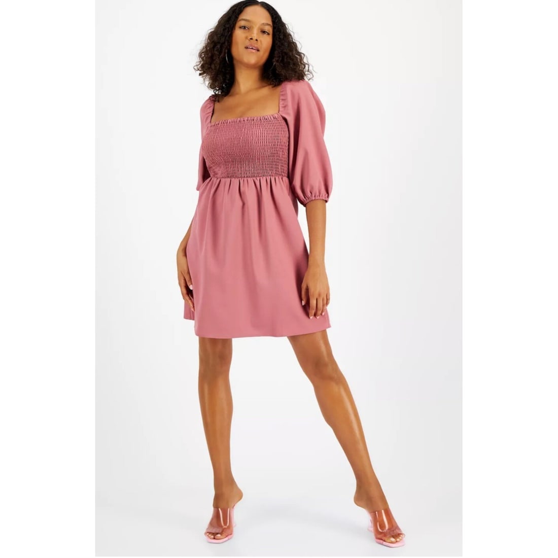 Bar III Women's Rose Dawn Smocked Off-Shoulder Dress XL (1 of 4)
