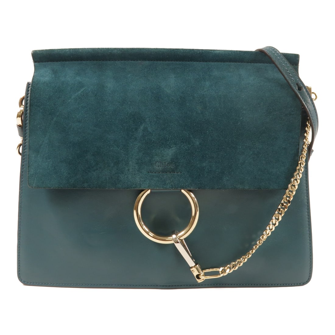 Chloe Faye Green Calfskin Leather Shoulder Bag: Chloe Faye Green Calfskin Leather Shoulder Bag Chloe Faye shoulder bag in green calfskin leather. This women's regular-size bag is made in Italy and France is listed as the country of manufacture. It 