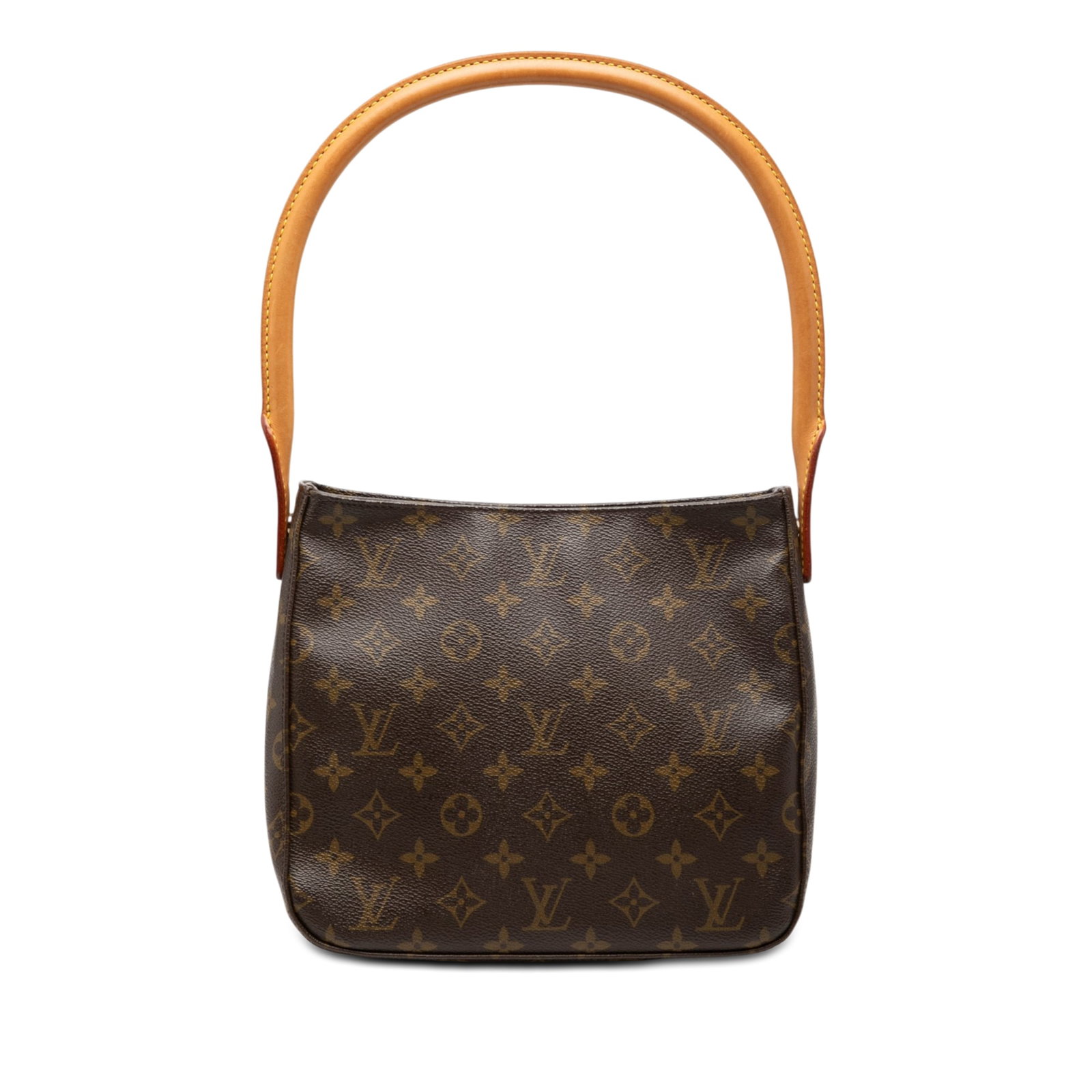 Louis Vuitton Looping MM Monogram Canvas Shoulder Bag: Louis Vuitton Looping MM Monogram Canvas Shoulder Bag Louis Vuitton Monogram Looping MM bag in brown monogram canvas with a rolled vachetta leather shoulder strap. It features a top zip closure and in