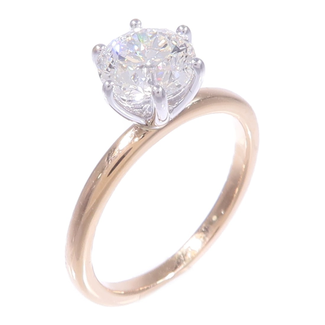 14K Pink and White Gold Diamond Ring Size 4.25: 14K Pink and White Gold Diamond Ring Size 4.25 Diamond ring in 14K pink gold and white gold, designed for women and sized US 4.25. It features a clear diamond main stone and has a ring width of 1.5 mm