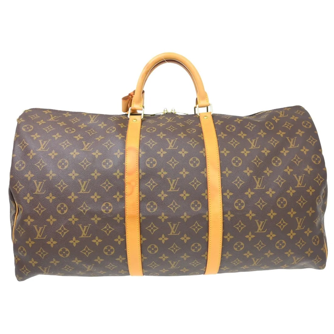 Louis Vuitton Keepall Bandouliere travel bag in monogram canvas: Louis Vuitton Keepall Bandouliere travel bag in monogram canvas Louis Vuitton Keepall Bandouliere in brown monogram canvas. This unisex travel bag is made in France and is presented in fair condition 