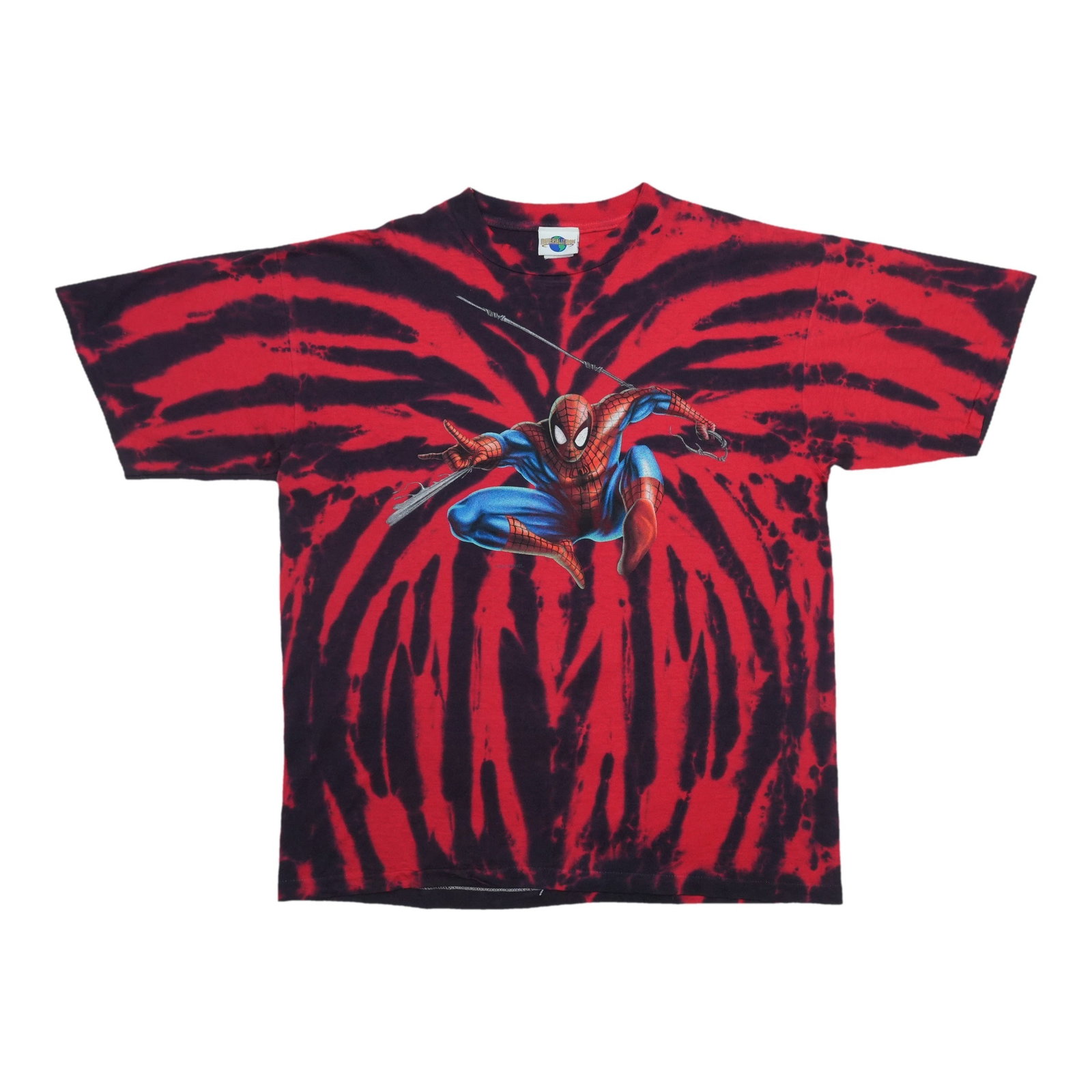Vintage 2000 Spider Man Tie Dye Cotton Shirt: Vintage 2000 Spider Man Tie Dye Cotton Shirt This is an original vintage 2000 Spider-Man tie-dye shirt, not a modern reproduction. Made from 100% cotton, it features a vibrant tie-dye pattern and clas