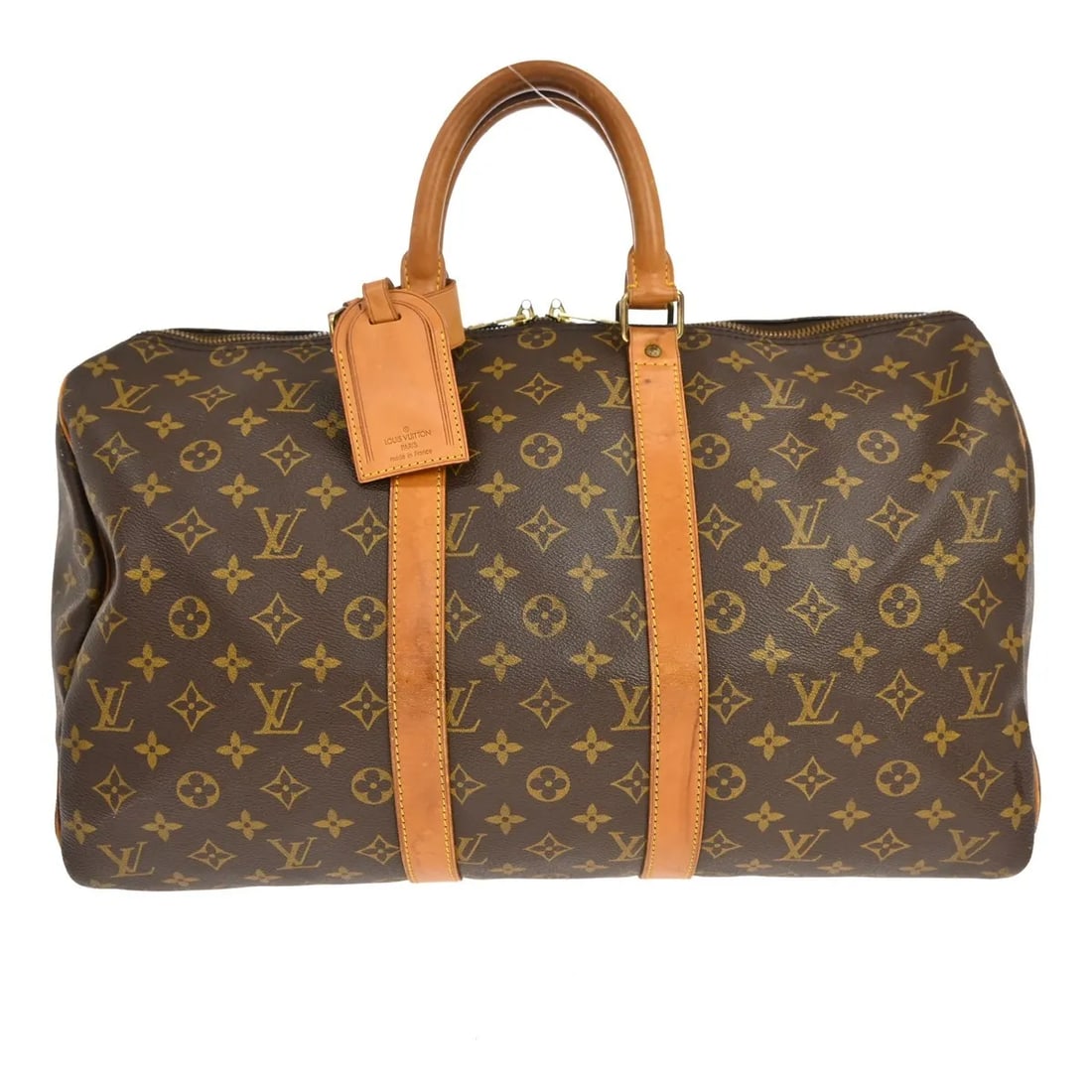 Louis Vuitton Keepall Monogram Canvas Travel Bag Brown: Louis Vuitton Keepall Monogram Canvas Travel Bag Brown Louis Vuitton Keepall monogram travel bag in brown canvas, made in France. This unisex model measures 45 cm x 27 cm x 20 cm and is described as b