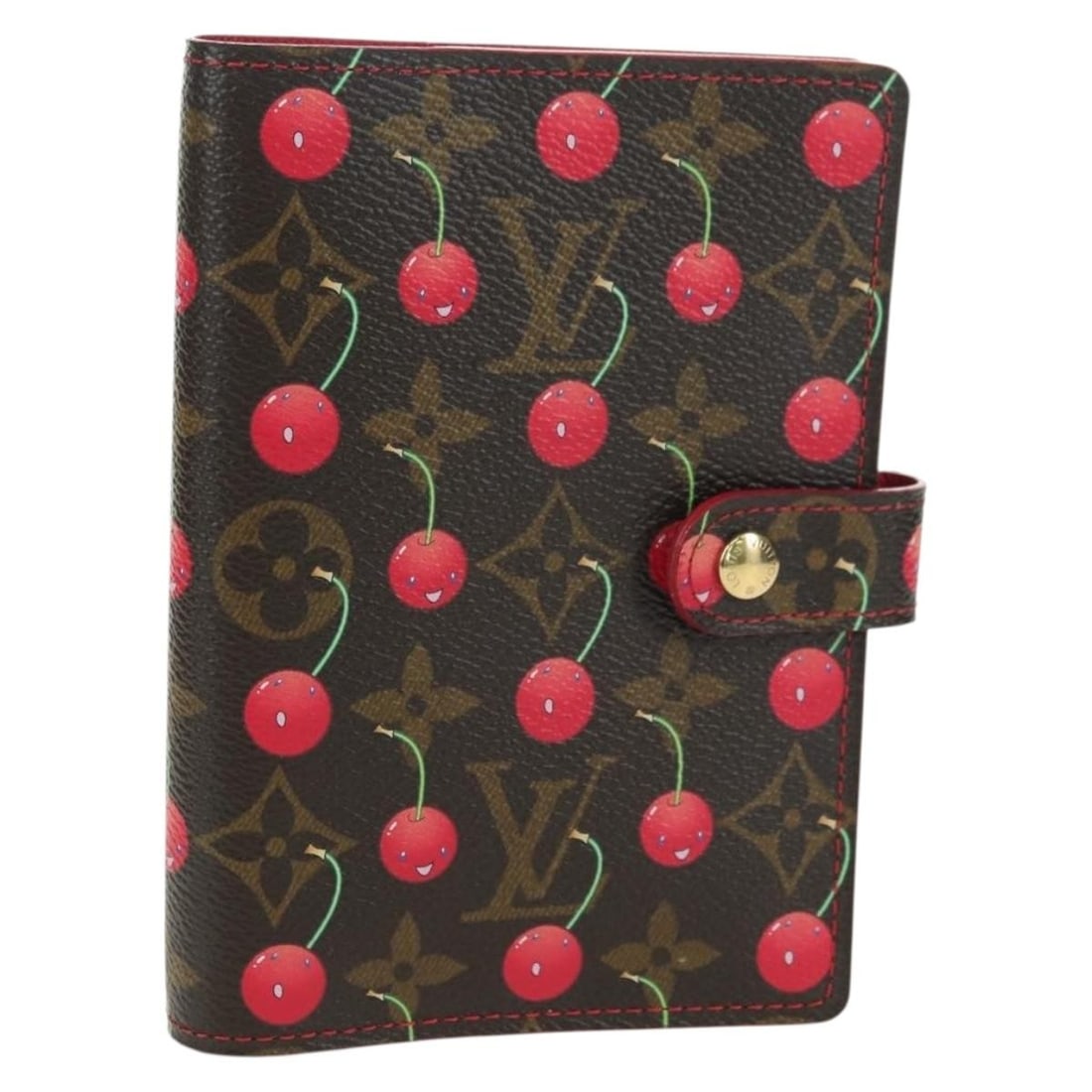 Louis Vuitton R21023 PM Agenda Cover Monogram Cherry Blossom Red: Louis Vuitton R21023 PM Agenda Cover Monogram Cherry Blossom Red Louis Vuitton Monogram Cherry Agenda PM planner cover in Monogram/Red, made from Monogram Cherry Blossom Canvas. It is a day planner co