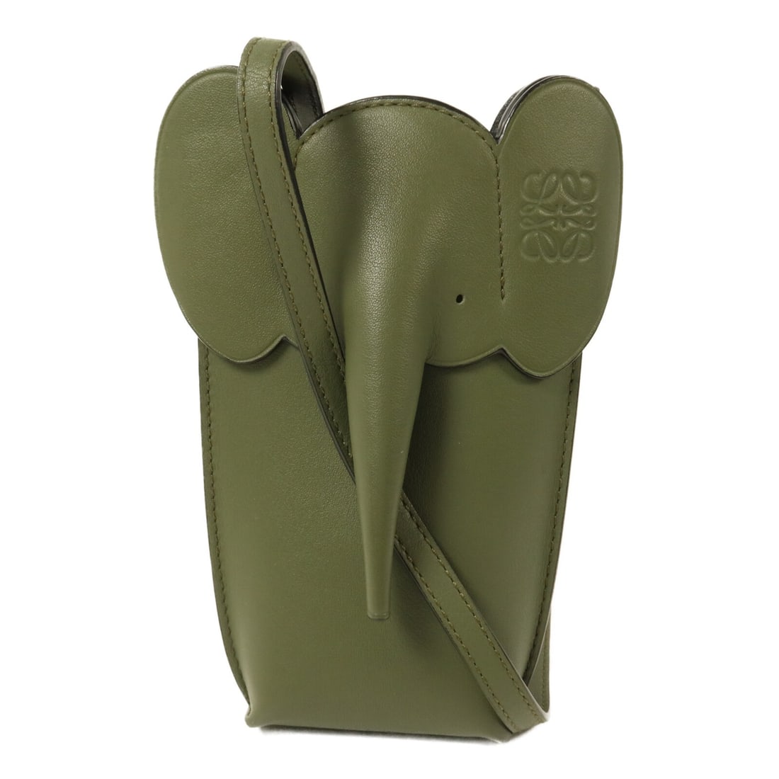 LOEWE Pocket Shoulder Bag Green Calfskin Leather with Silver Tone Hardware: LOEWE Pocket Shoulder Bag Green Calfskin Leather with Silver Tone Hardware A LOEWE Pocket Shoulder Bag in green calfskin leather with silver-tone hardware. It features a magnetic pocket and one exteri