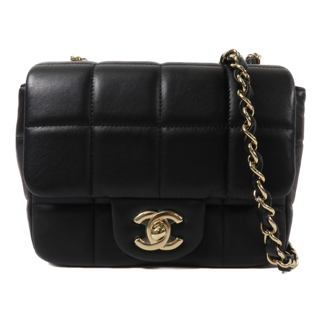 CHANEL CC Calfskin Chain Shoulder Bag Black Gold Tone (1 of 15)