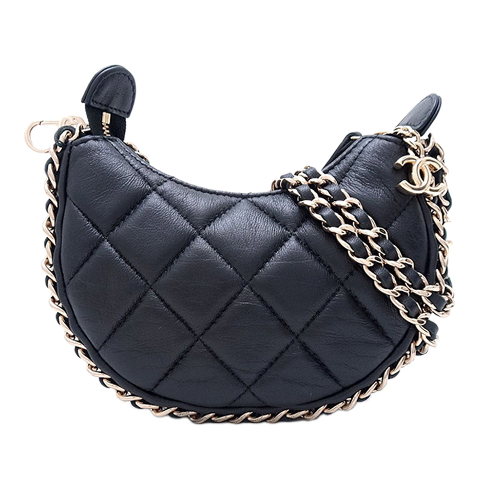 Chanel Chain Around Hook Mini Hobo Quilted Black Lambskin (1 of 14)