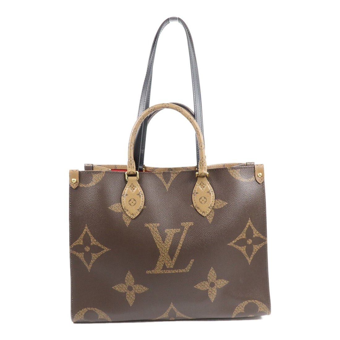 Louis Vuitton M45321 OnTheGo MM Monogram Giant Brown 2 Way Tote: Louis Vuitton M45321 OnTheGo MM Monogram Giant Brown 2 Way Tote Louis Vuitton On The Go MM 2 Way Bag, model M45321, in BrownxBrown/Marron. It is made from Monogram Giant x PVC coated canvas and featur