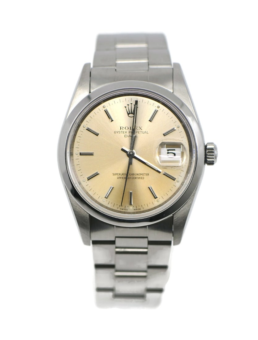 Rolex 15200 Oyster Perpetual Date stainless steel wristwatch: Rolex 15200 Oyster Perpetual Date stainless steel wristwatch Pre-owned Rolex Oyster Perpetual Date wristwatch, reference 15200, in stainless steel with a silver smooth bezel and polished case finish. 