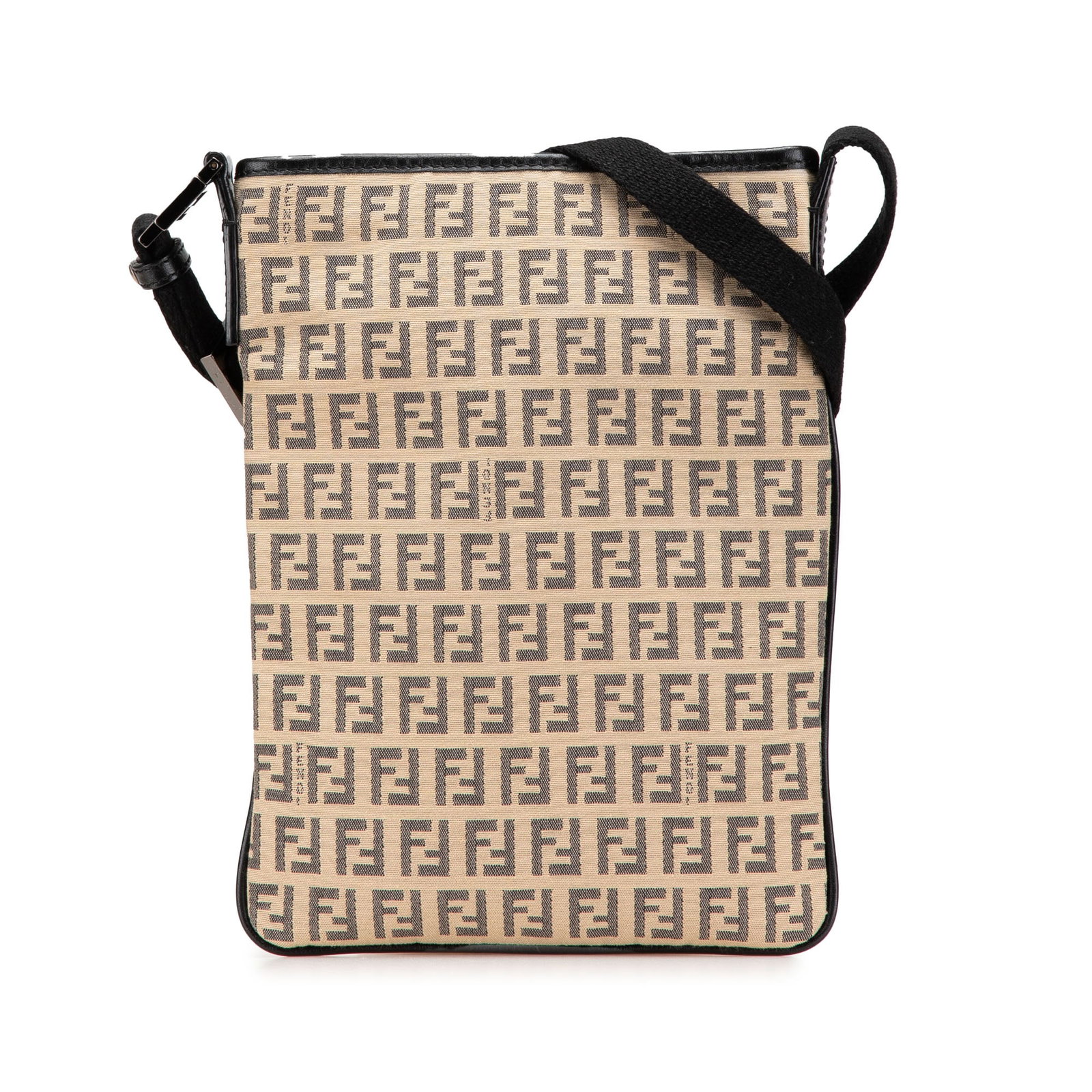 Fendi Zucchino Crossbody Bag in Beige Canvas with Leather Trim: Fendi Zucchino Crossbody Bag in Beige Canvas with Leather Trim Fendi Zucchino Canvas Crossbody bag from Italy in beige fabric with leather trim. It features an adjustable flat canvas strap, top zip cl