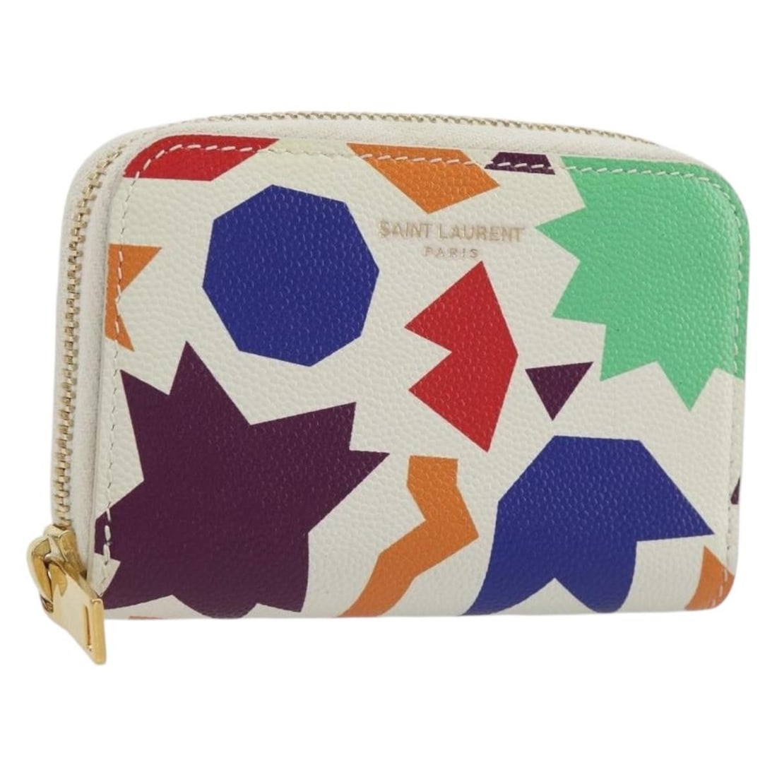 Leather coin purse SAINT LAURENT multicolor silver with dust bag box: Leather coin purse SAINT LAURENT multicolor silver with dust bag box Saint Laurent coin purse in leather with a multicolor and silver colorway. It comes with a dust bag and item box, and it was made i