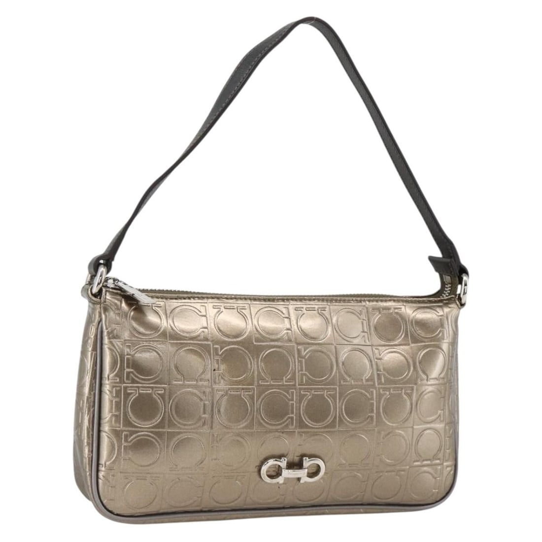 Leather Shoulder Bag Salvatore Ferragamo Gancini Gold Tone: Leather Shoulder Bag Salvatore Ferragamo Gancini Gold Tone Salvatore Ferragamo Gancini shoulder bag in gold leather. Made in Italy, this women's bag features a compact silhouette with a short shoulder