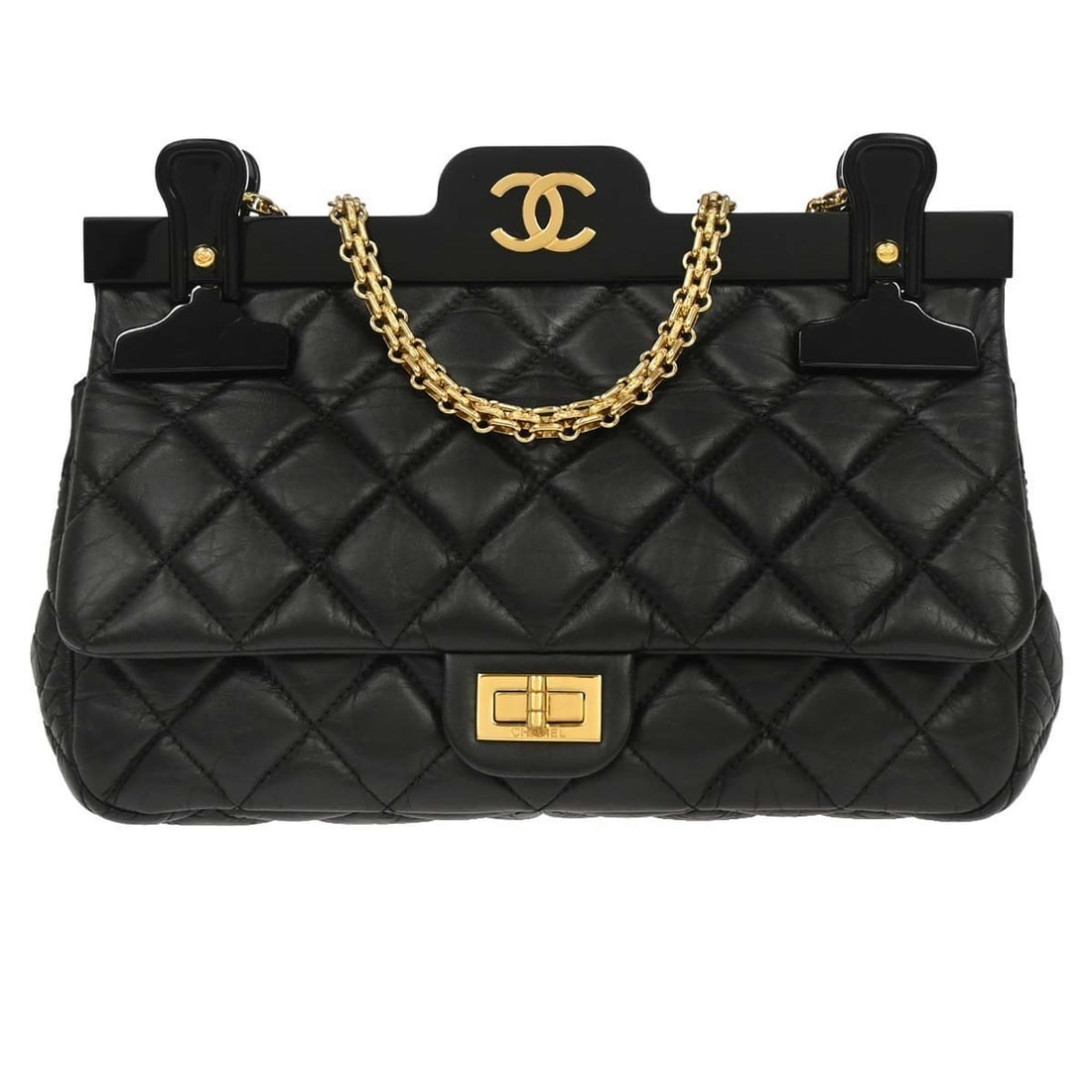 CHANEL Hanger Flap Crossbody Bag Black Calfskin Leather (1 of 15)