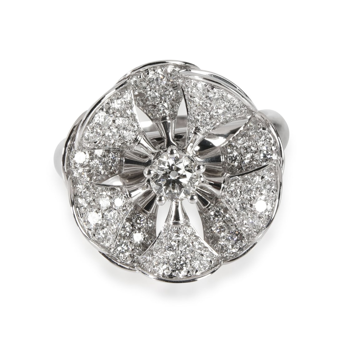 Divas Dream Pave Diamond Fashion Ring in 18K White Gold 1.85 CTW: Divas Dream Pave Diamond Fashion Ring in 18K White Gold 1.85 CTW This Bvlgari Divas' Dream En Tremblant fashion ring is crafted in 18K white gold and features pave-set round diamonds with a total cara
