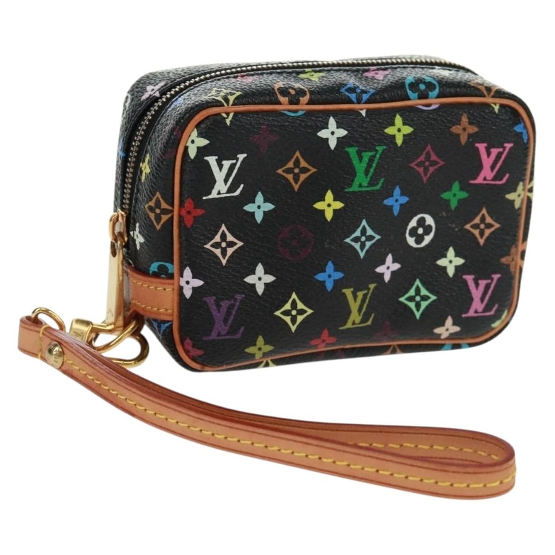 Louis Vuitton Trousse Wapity Black Monogram Multicolor Canvas Pouch M58034: Louis Vuitton Trousse Wapity Black Monogram Multicolor Canvas Pouch M58034 Louis Vuitton Monogram Multicolor Trousse Wapity Pouch in black Monogram Multicolor Canvas. This pouch measures approximately