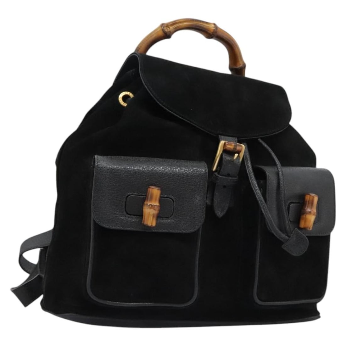 Gucci 003 58 0016 Bamboo Suede Backpack Black Gold (1 of 18)