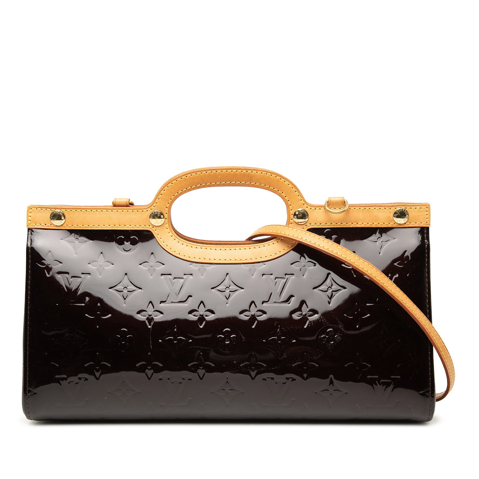 Louis Vuitton Roxbury Drive Monogram Vernis Leather Shoulder Bag: Louis Vuitton Roxbury Drive Monogram Vernis Leather Shoulder Bag Louis Vuitton Monogram Vernis Roxbury Drive bag in purple, made in France. It features a monogram vernis leather body, vachetta leather