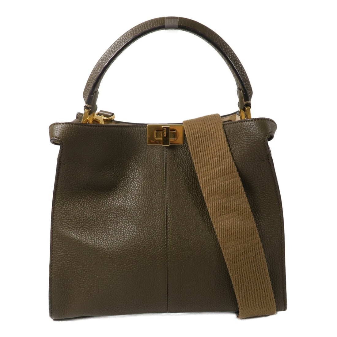 Fendi Peekaboo X-Lite 8BN310 Calfskin 2 Way Bag Brown: Fendi Peekaboo X-Lite 8BN310 Calfskin 2 Way Bag Brown A FENDI Peekaboo X-Lite 2 Way Shoulder Bag in brown calfskin leather. This model is identified as 8BN310 and features a turn lock closure, one ins