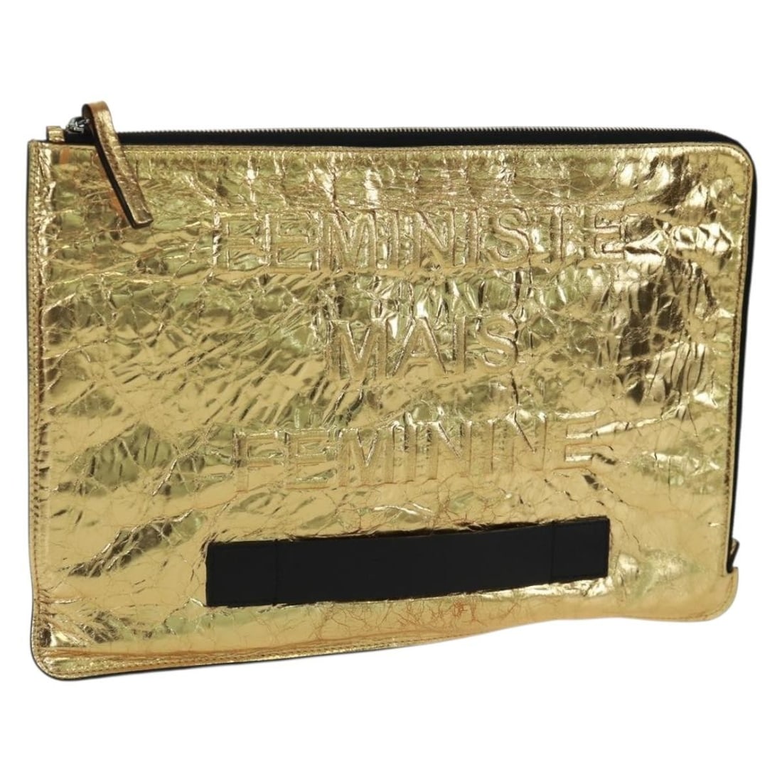 CHANEL Leather Clutch in Gold with Dust Bag Card and Box: CHANEL Leather Clutch in Gold with Dust Bag Card and Box CHANEL leather clutch bag in gold, made in Italy. This women's clutch includes the dust bag, item box, and guarantee card. Condition is ranked 