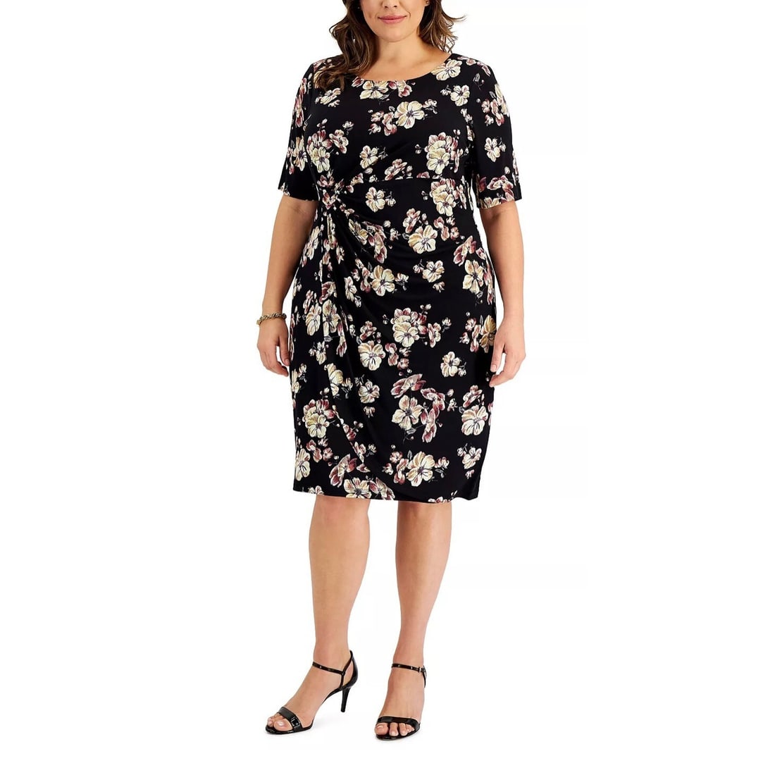 Connected Plus Size Floral Print Sheath Dress Black 24W (1 of 4)