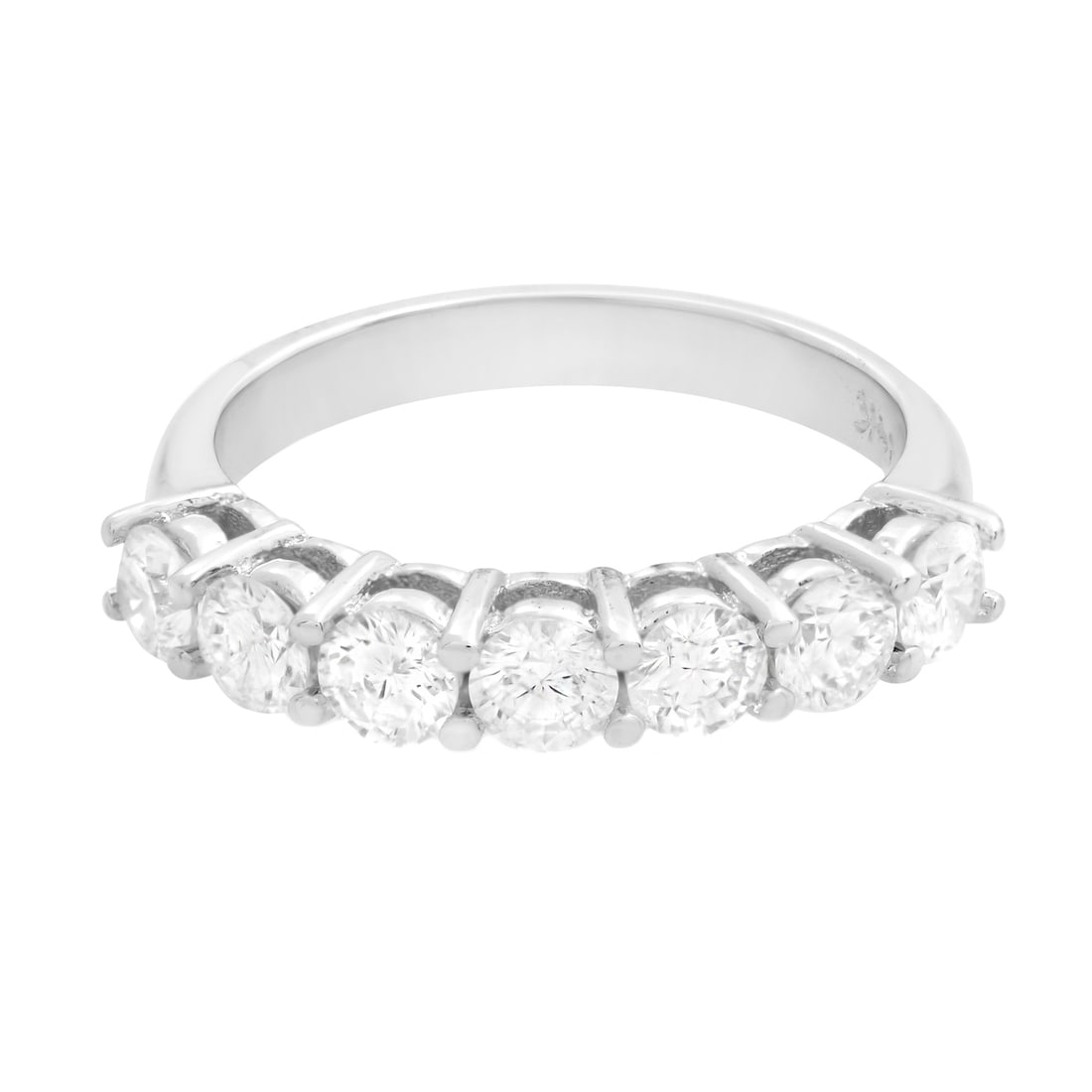 Rachel Koen 14K White Gold Wedding Band Ring 1.14ct Diamonds Size 6.75: Rachel Koen 14K White Gold Wedding Band Ring 1.14ct Diamonds Size 6.75 This stunning ladies wedding band ring is crafted from 14K white gold, featuring a semi-eternity design adorned with seven round 