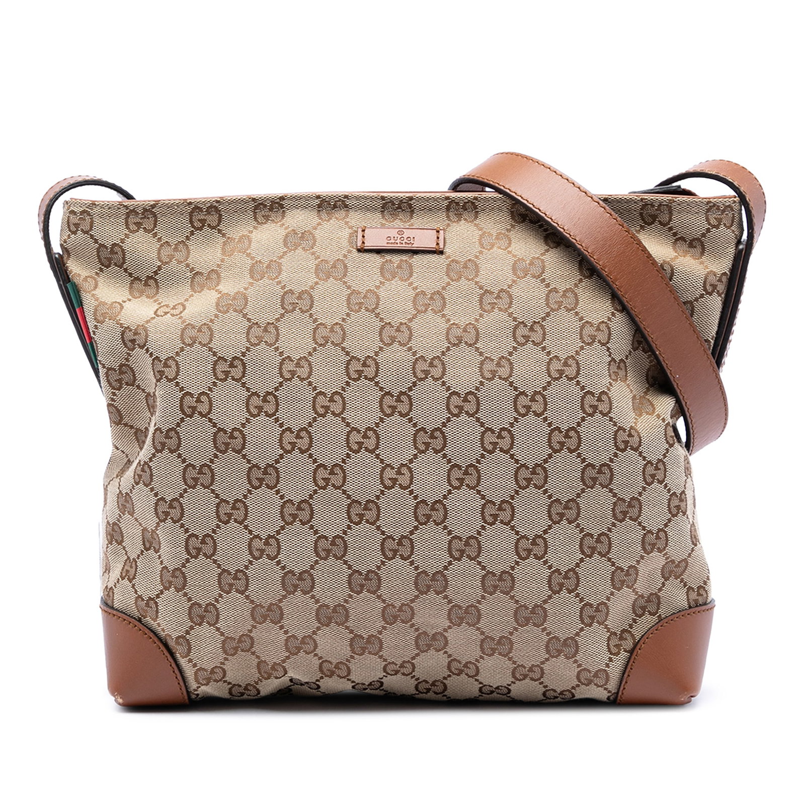 Gucci GG Canvas Crossbody Bag with Web Stripe Beige (1 of 5)