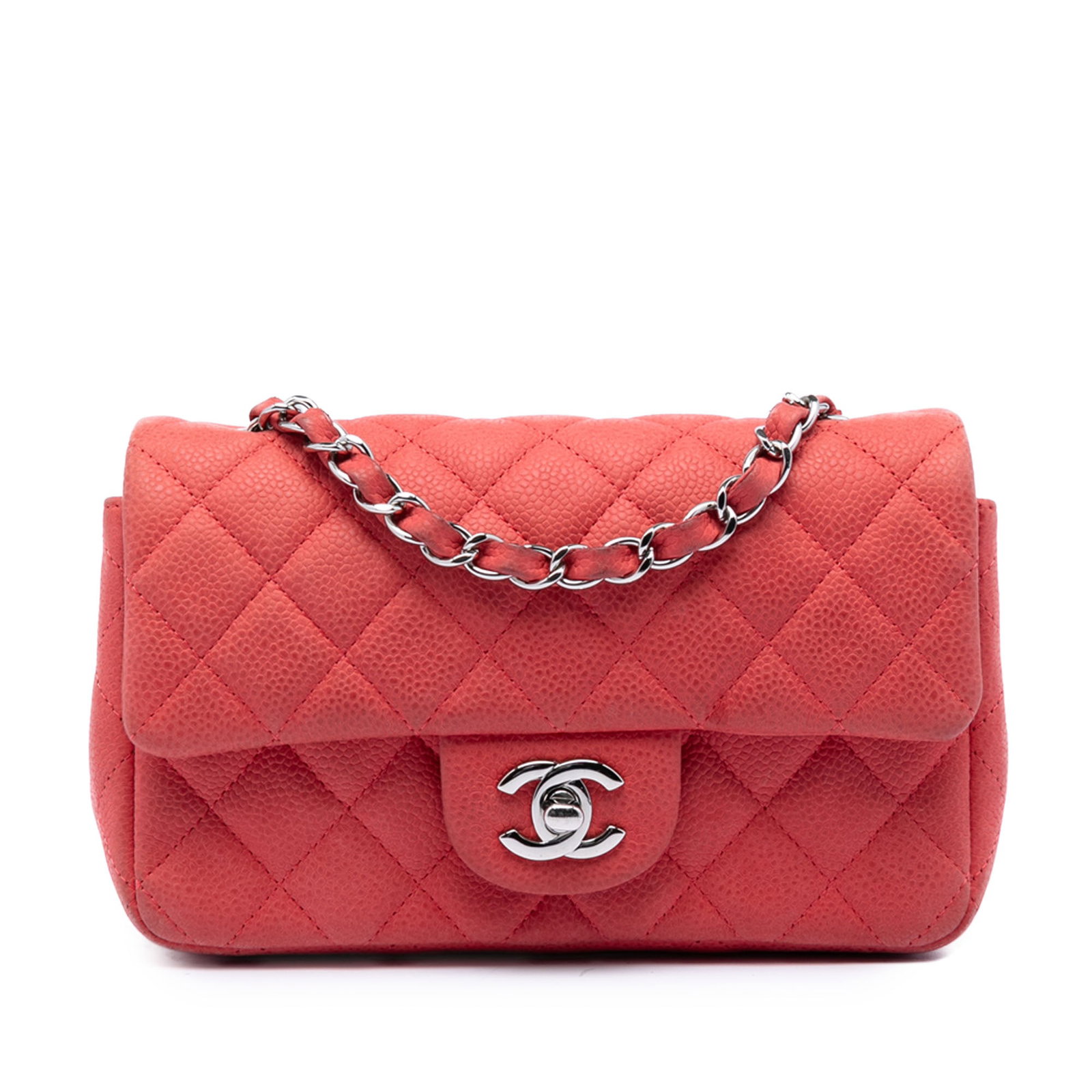 Chanel Mini Rectangular Caviar Flap Bag Red Leather: Chanel Mini Rectangular Caviar Flap Bag Red Leather This Chanel Mini Rectangular Classic Caviar Single Flap bag is crafted from red caviar leather and features a leather-woven chain shoulder strap, a 