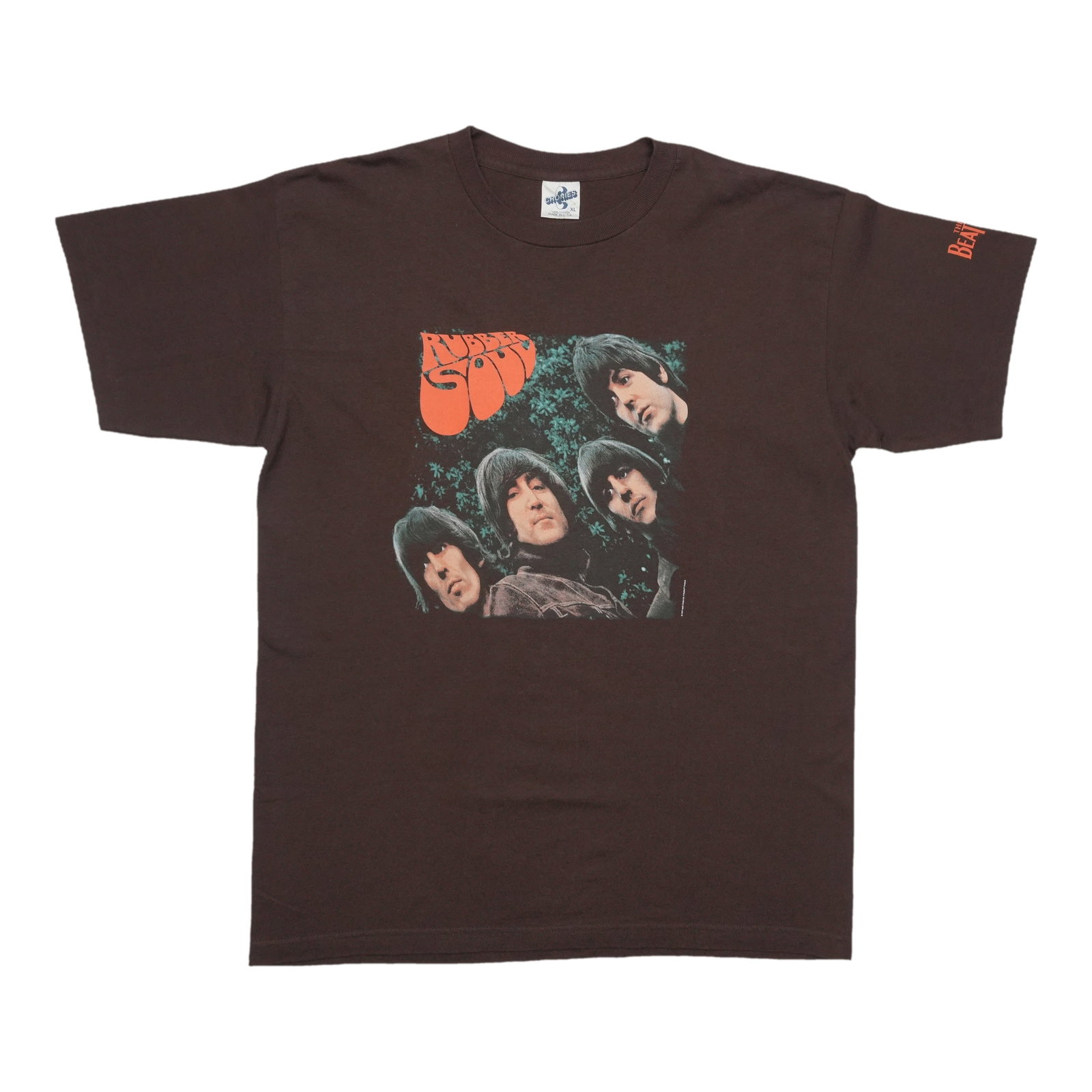 Vintage 1997 Rubber Soul Brown Beatles Cotton Extra Large T Shirt: Vintage 1997 Rubber Soul Brown Beatles Cotton Extra Large T Shirt This is an original vintage 1997 Beatles Rubber Soul shirt, featuring a front graphic inspired by the iconic album. Made from 100% cot
