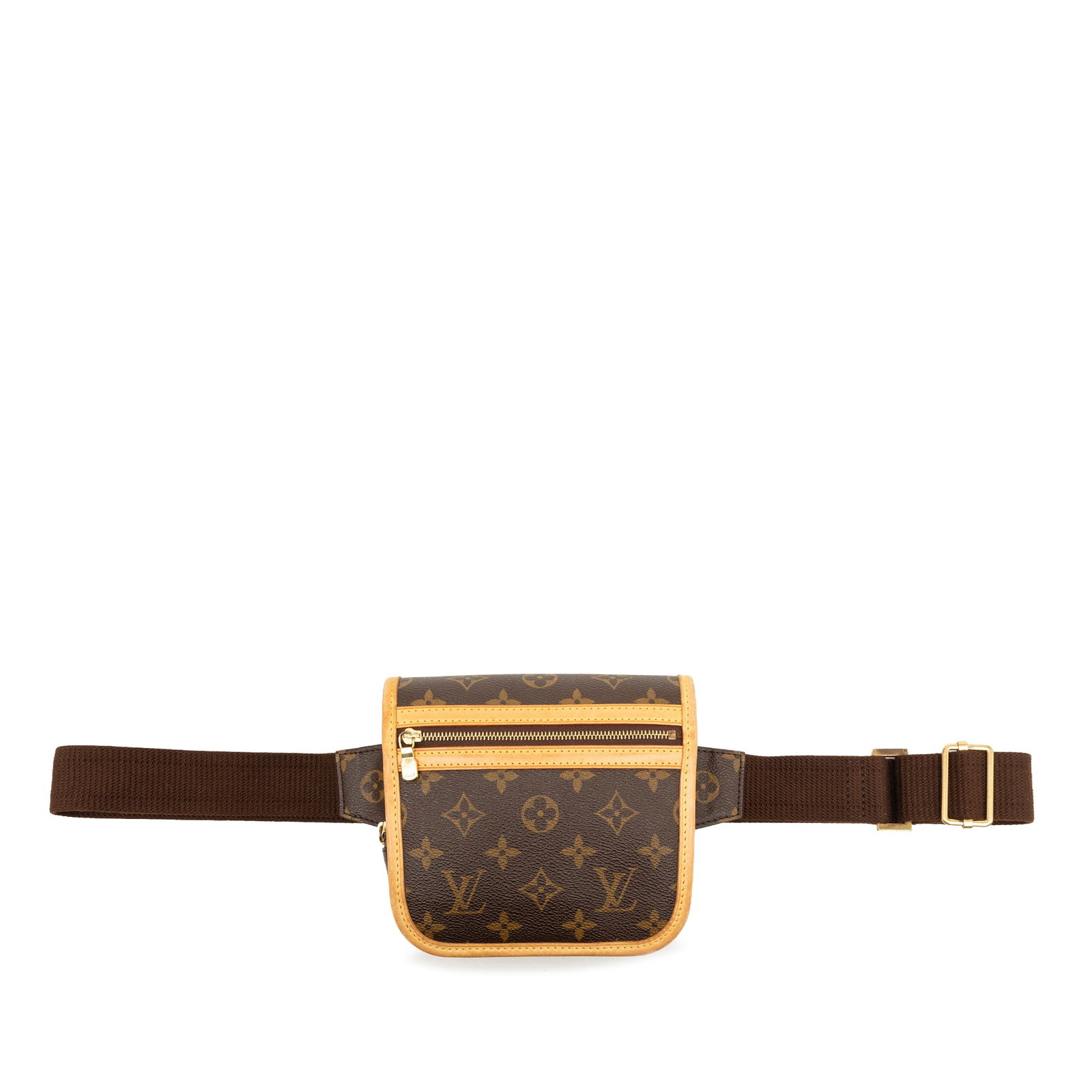 Louis Vuitton Bosphore Monogram Waist Bag with Leather Trim: Louis Vuitton Bosphore Monogram Waist Bag with Leather Trim Louis Vuitton Monogram Bosphore Belt Bag crafted with a monogram canvas body and leather trim. The design includes a front exterior zip
