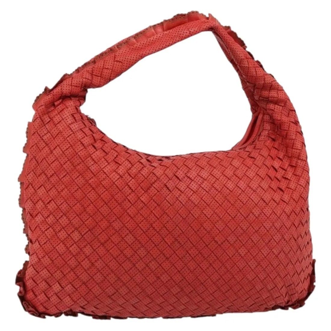 Red Bottega Veneta Intrecciato leather shoulder bag: Red Bottega Veneta Intrecciato leather shoulder bag This Bottega Veneta Intrecciato shoulder bag is crafted from red leather and designed for unisex use. Made in Italy, it features the brand's signatu